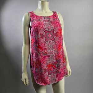 CAbi Pink Red Paisley Sleeveless Shell Top